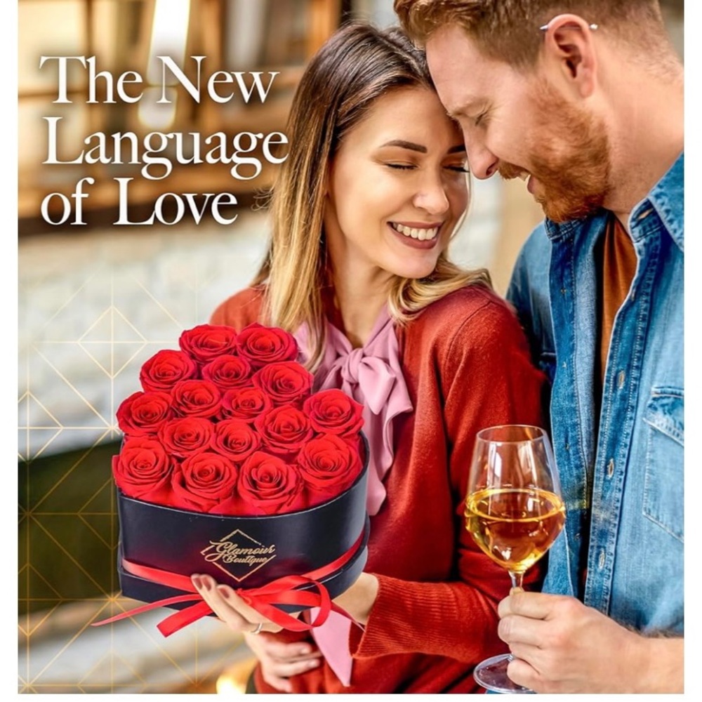 NIB Forever Red Roses For Valentines Day In A Heart-Shaped Box - Picture 5 of 8